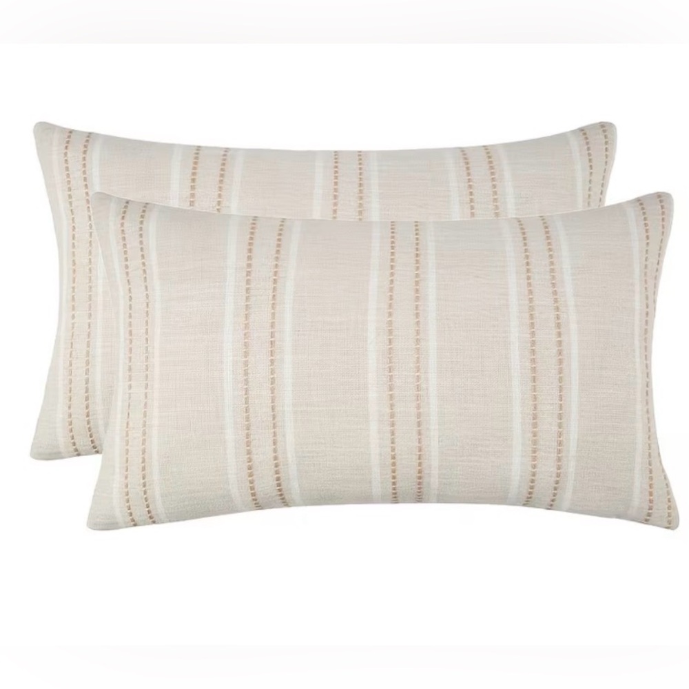 Sophisticated Cream and Tan Striped Accent Pillow cover set  ~ New~